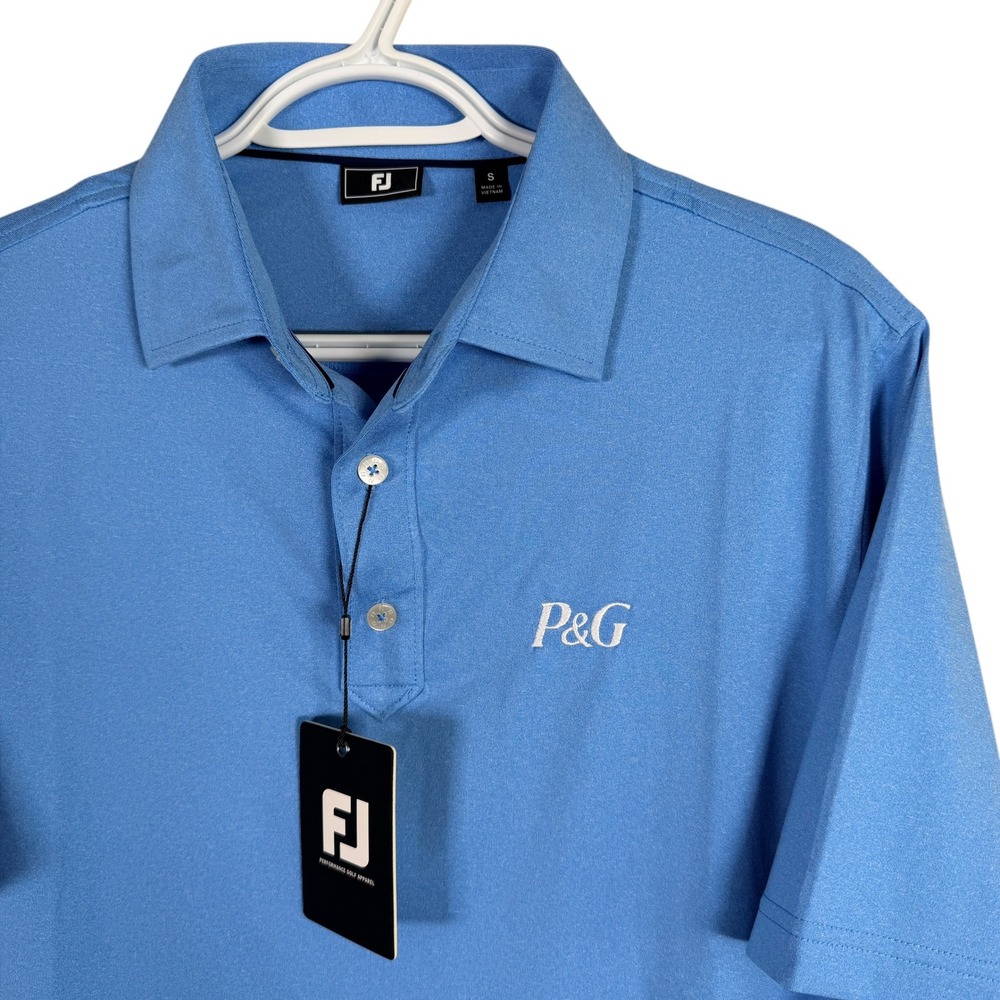 FootJoy Solid Lisle Golf Polo‎ Performance Stretch Mens S Blue P&G Embroidered